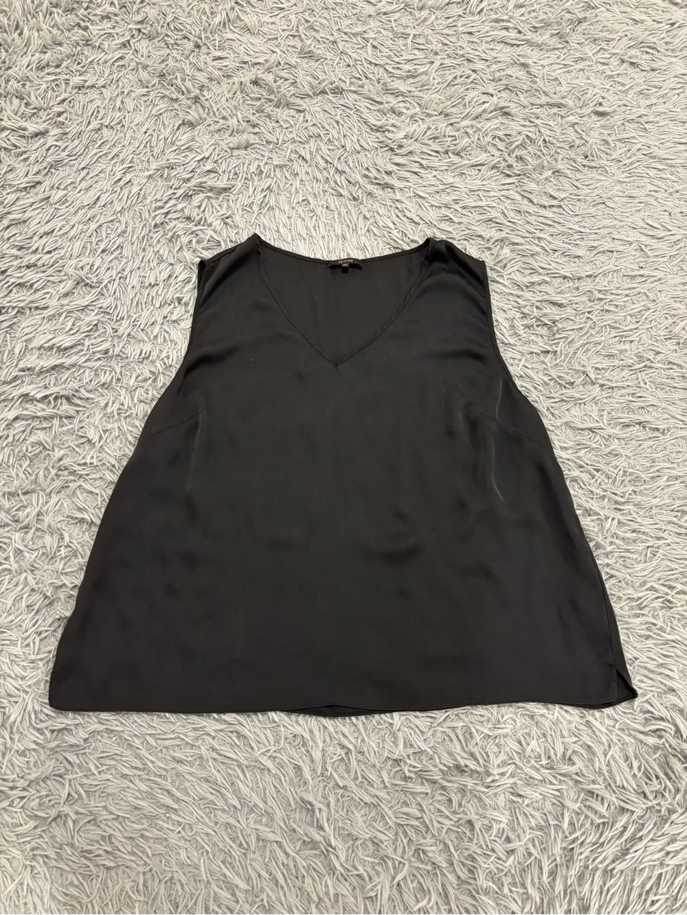 Quince Tank Top Women’s 3X Black V-Neck Sleeveless Washable Silk Stretch Flowy